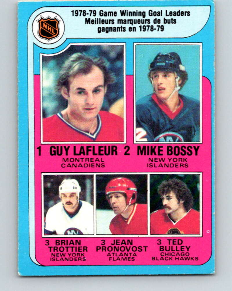 1979-80 O-Pee-Chee #7 Lafleur/Bossy/Trottier/Pronovost/Bulley V16769