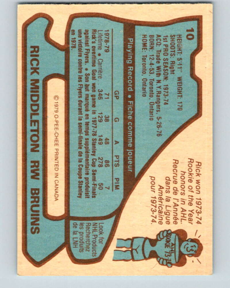 1979-80 O-Pee-Chee #10 Rick Middleton Boston Bruins V16811