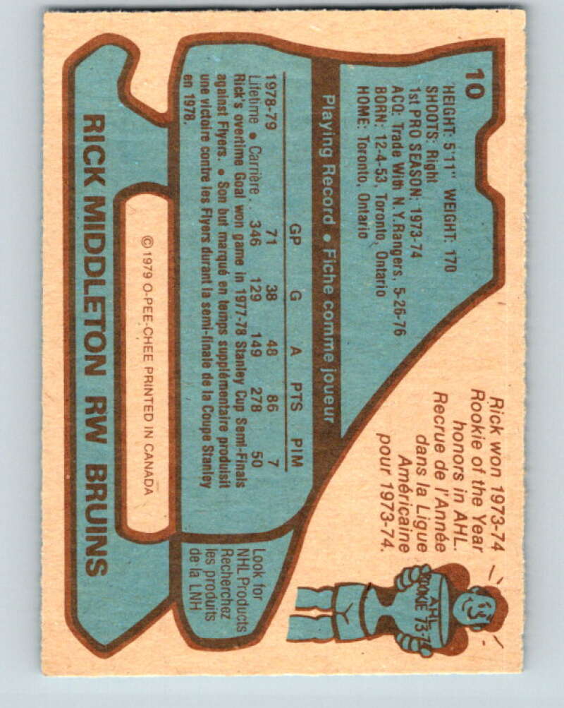 1979-80 O-Pee-Chee #10 Rick Middleton Boston Bruins V16813