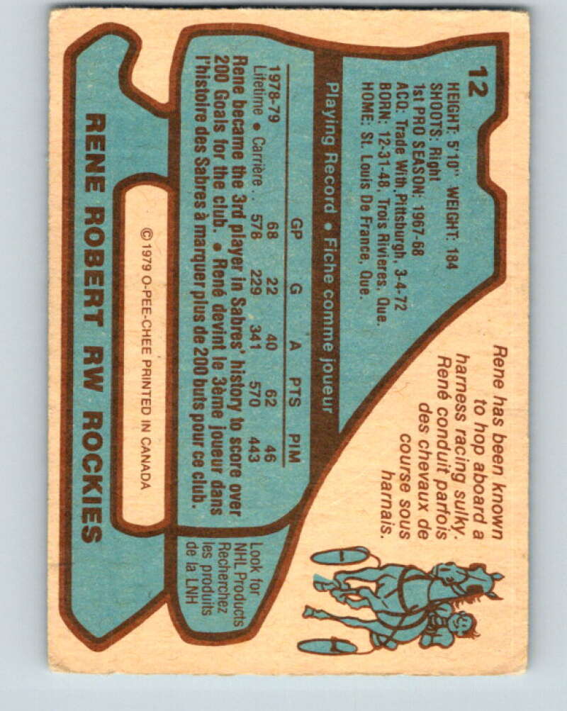 1979-80 O-Pee-Chee #12 Rene Robert Colorado Rockies V16845