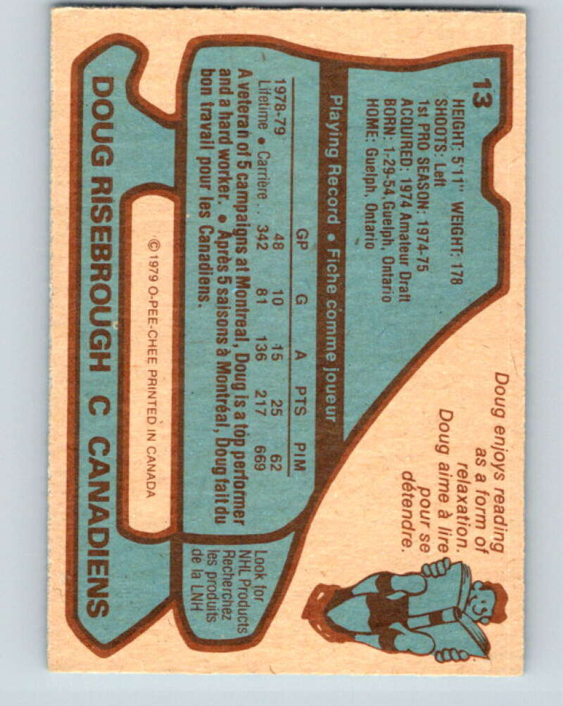 1979-80 O-Pee-Chee #13 Doug Risebrough Montreal Canadiens V16847