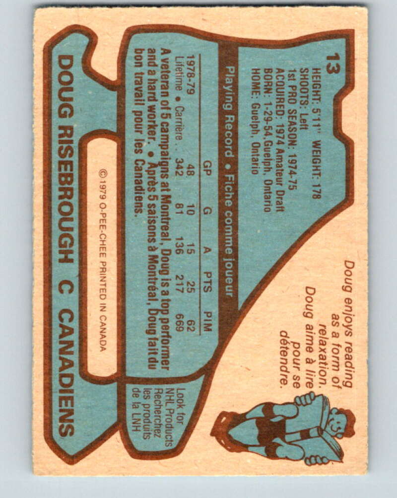 1979-80 O-Pee-Chee #13 Doug Risebrough Montreal Canadiens V16853