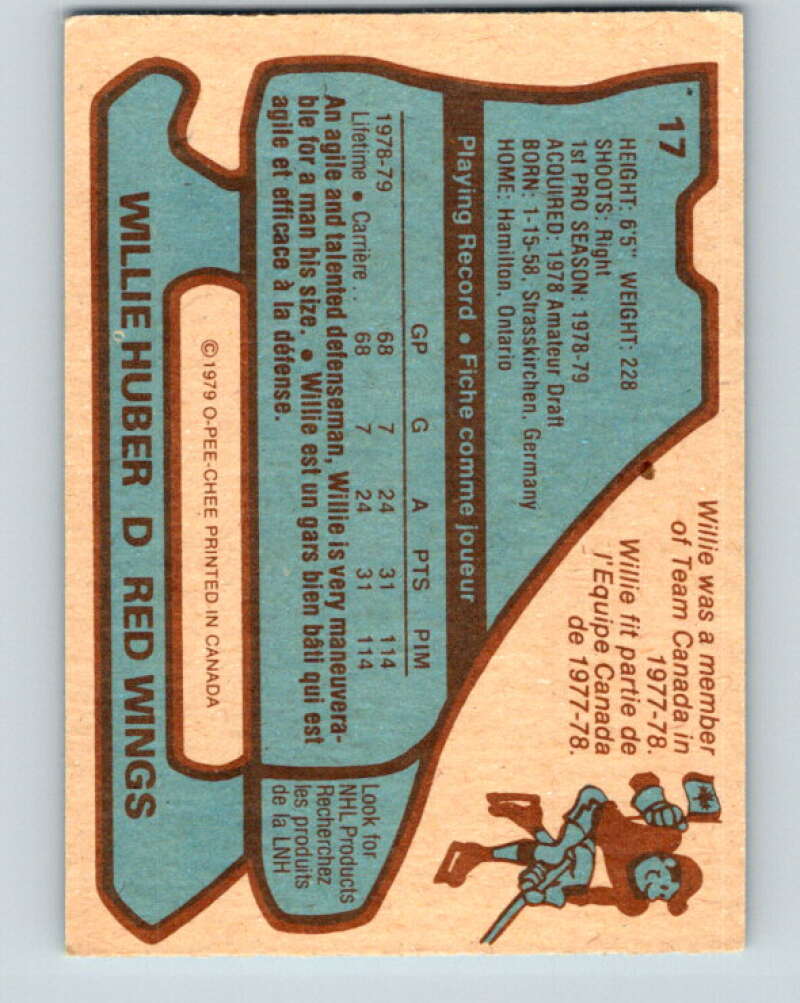 1979-80 O-Pee-Chee #17 Willie Huber RC Rookie Detroit Red Wings V16901