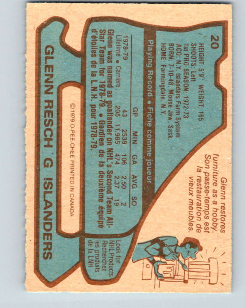 1979-80 O-Pee-Chee #20 Glenn Resch AS New York Islanders V16918