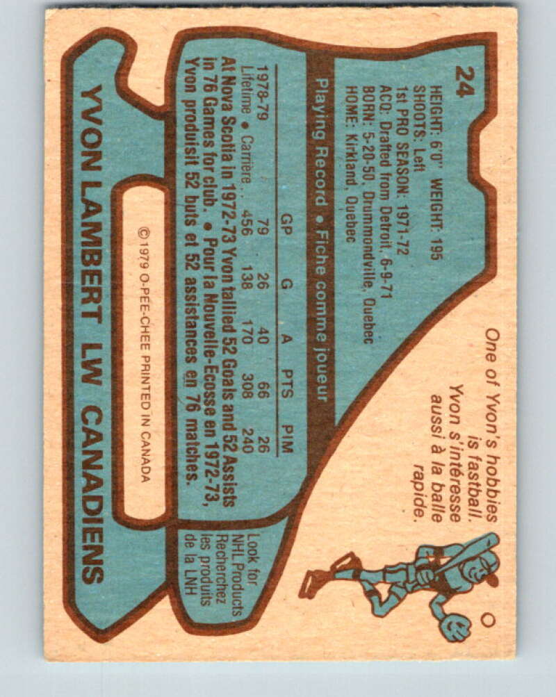 1979-80 O-Pee-Chee #24 Yvon Lambert Montreal Canadiens V16968
