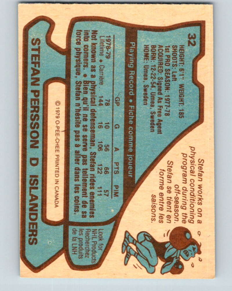 1979-80 O-Pee-Chee #32 Stefan Persson New York Islanders V17023