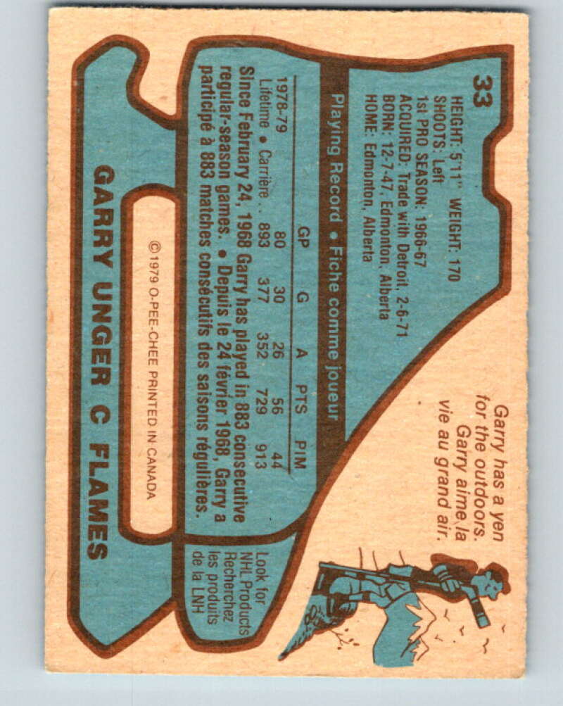 1979-80 O-Pee-Chee #33 Garry Unger Atlanta Flames V17040