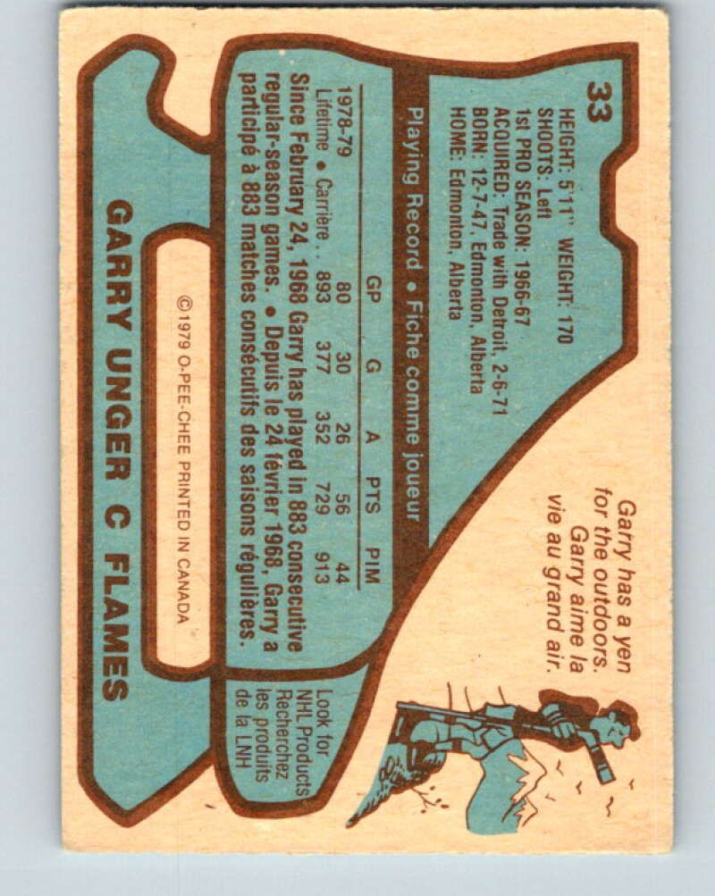 1979-80 O-Pee-Chee #33 Garry Unger Atlanta Flames V17041