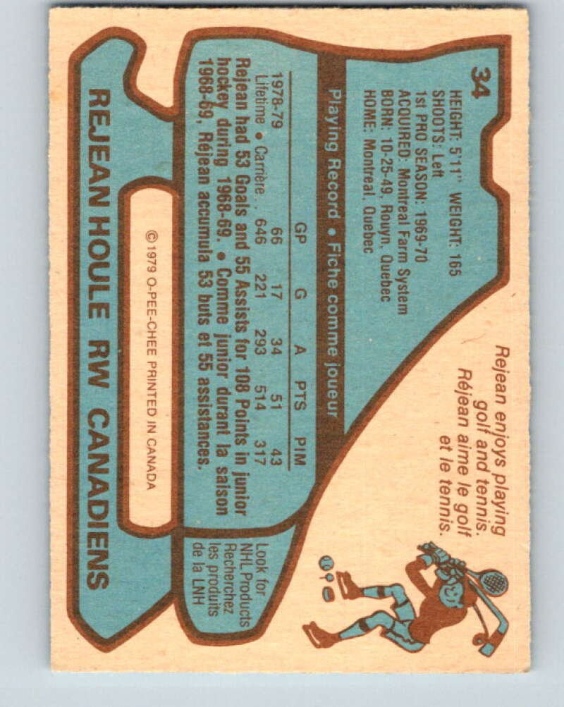 1979-80 O-Pee-Chee #34 Rejean Houle Montreal Canadiens V17044