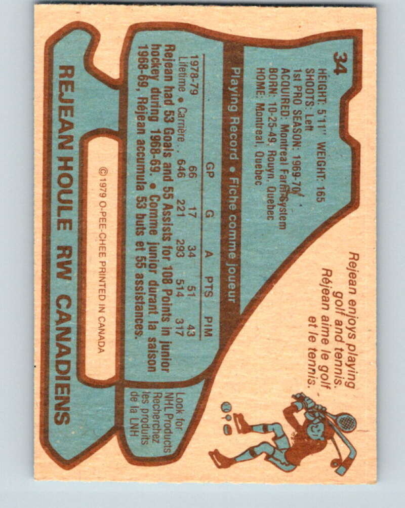 1979-80 O-Pee-Chee #34 Rejean Houle Montreal Canadiens V17045