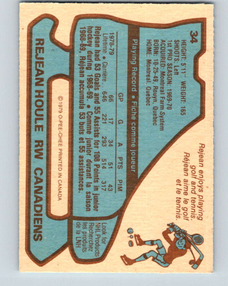 1979-80 O-Pee-Chee #34 Rejean Houle Montreal Canadiens V17047