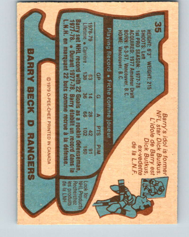 1979-80 O-Pee-Chee #35 Barry Beck New York Rangers V17056
