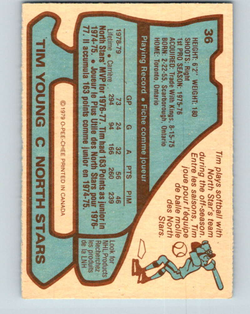 1979-80 O-Pee-Chee #36 Tim Young Minnesota North Stars V17066