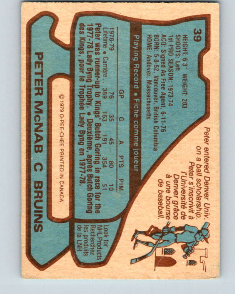 1979-80 O-Pee-Chee #39 Peter McNab Boston Bruins V17099