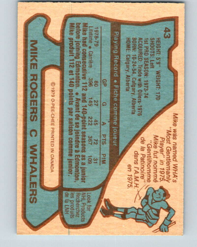 1979-80 O-Pee-Chee #43 Mike Rogers Hartford Whalers V17127