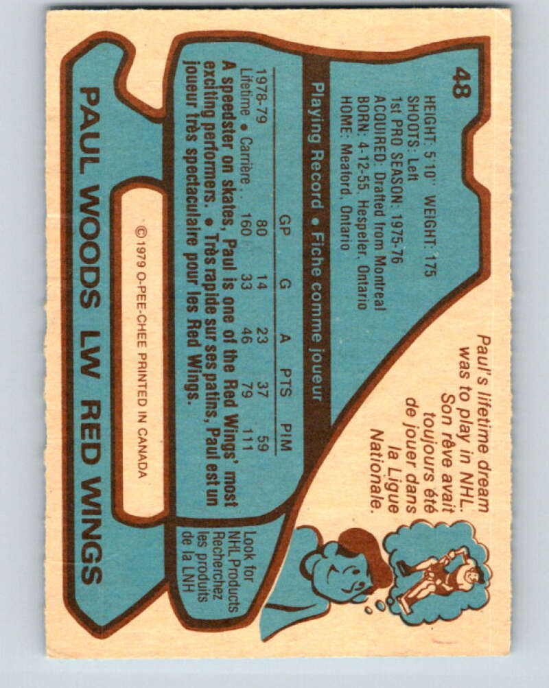 1979-80 O-Pee-Chee #48 Paul Woods Detroit Red Wings V17186