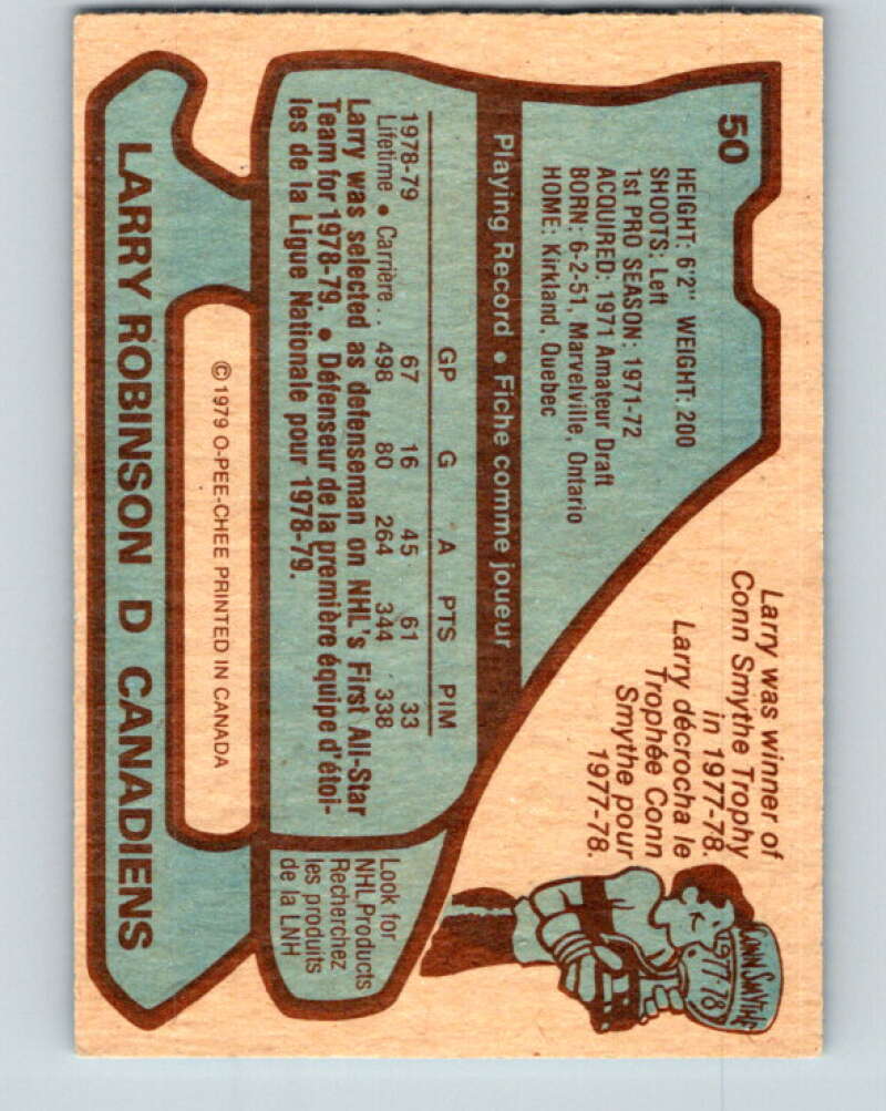 1979-80 O-Pee-Chee #50 Larry Robinson AS Montreal Canadiens V17202