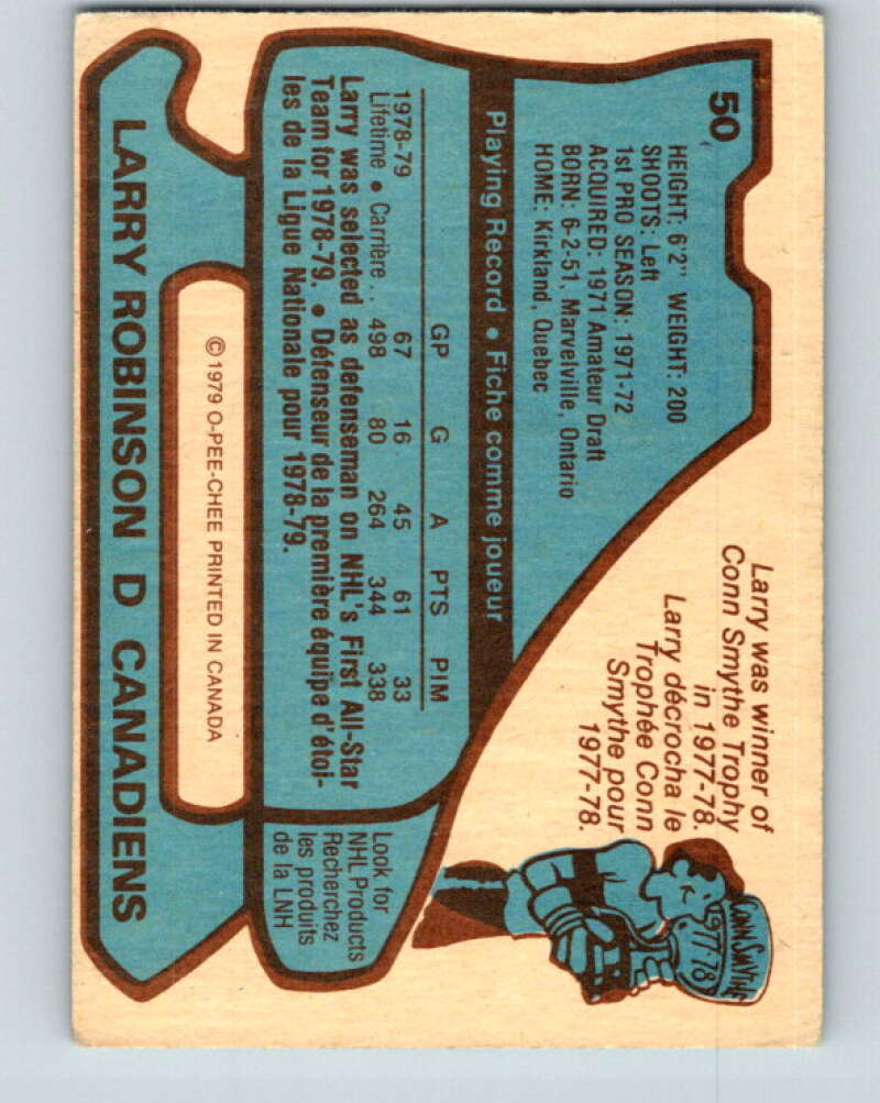 1979-80 O-Pee-Chee #50 Larry Robinson AS Montreal Canadiens V17203