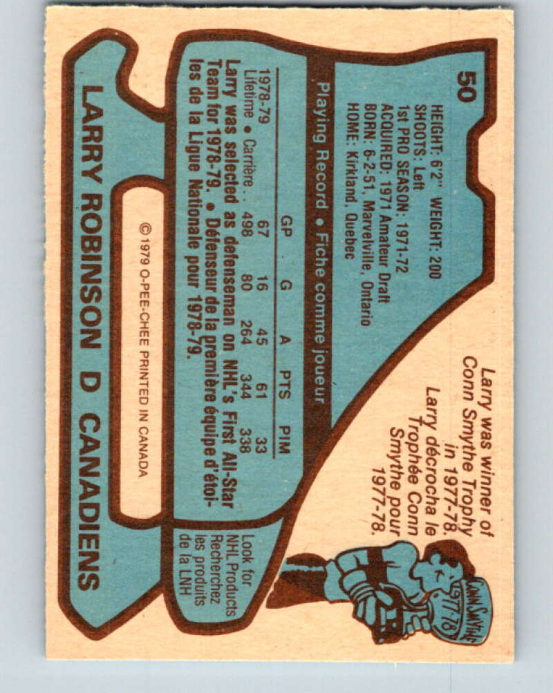 1979-80 O-Pee-Chee #50 Larry Robinson AS Montreal Canadiens V17204