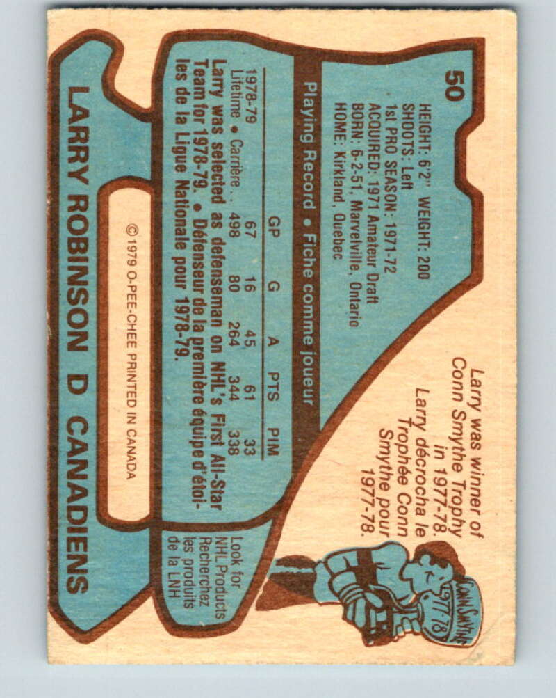 1979-80 O-Pee-Chee #50 Larry Robinson AS Montreal Canadiens V17205