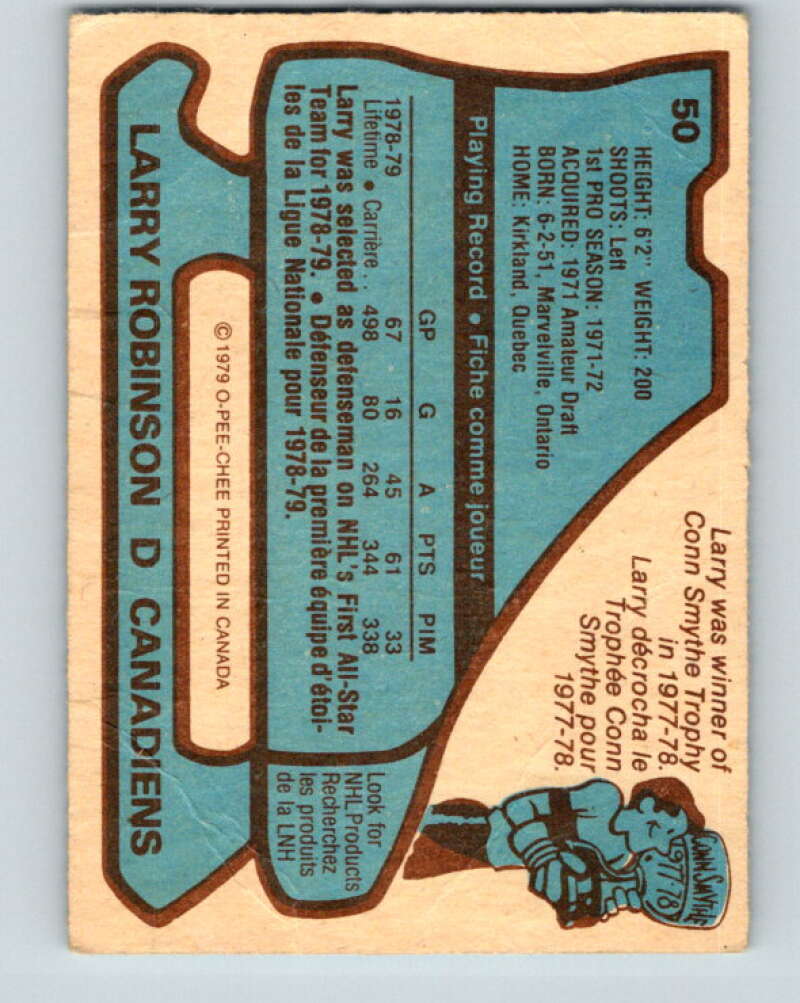 1979-80 O-Pee-Chee #50 Larry Robinson AS Montreal Canadiens V17206