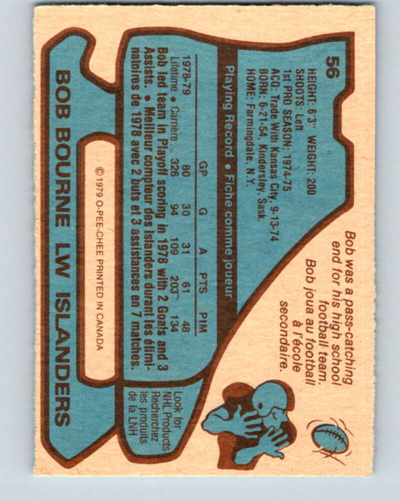 1979-80 O-Pee-Chee #56 Bob Bourne New York Islanders V17247