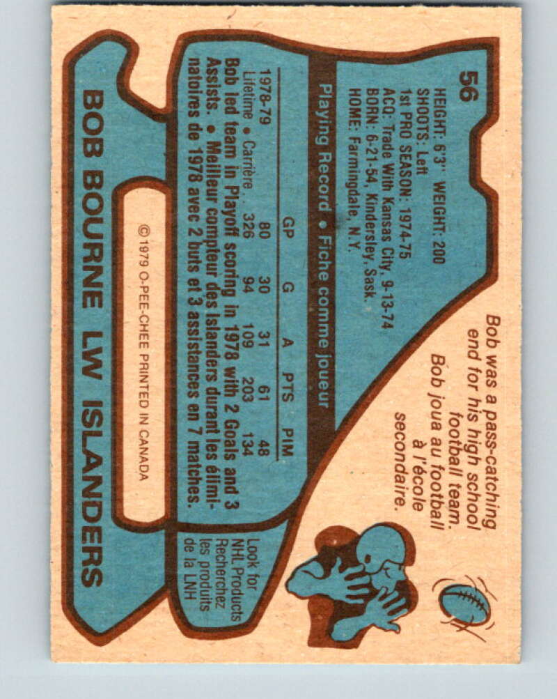1979-80 O-Pee-Chee #56 Bob Bourne New York Islanders V17249