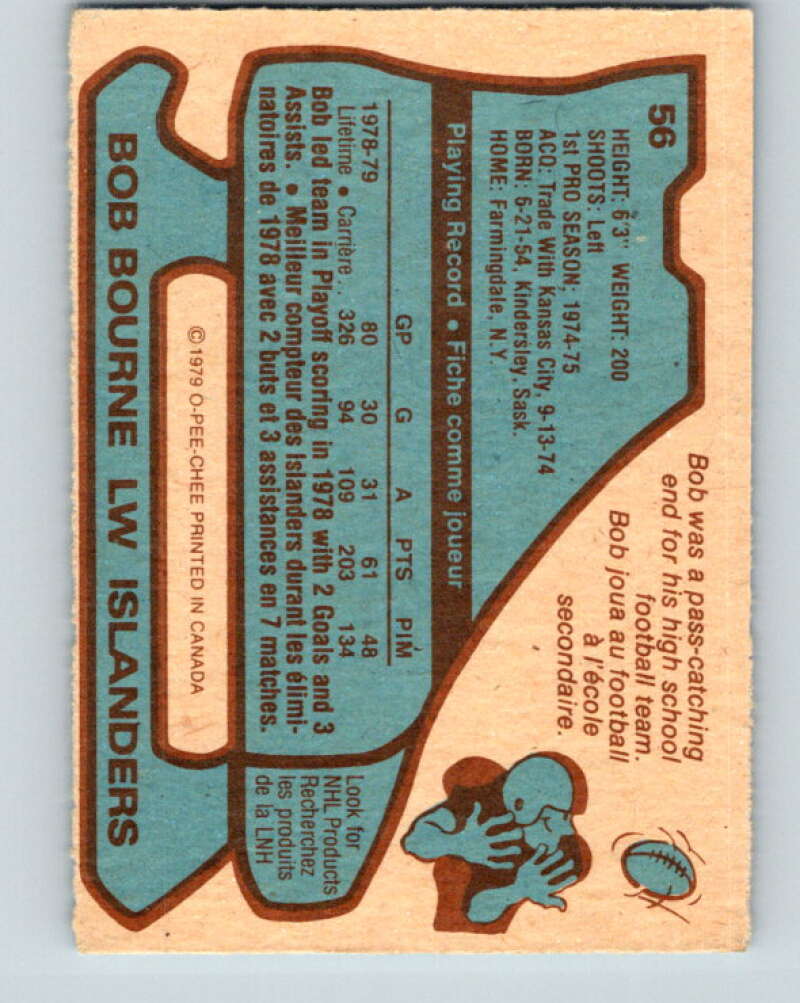 1979-80 O-Pee-Chee #56 Bob Bourne New York Islanders V17252