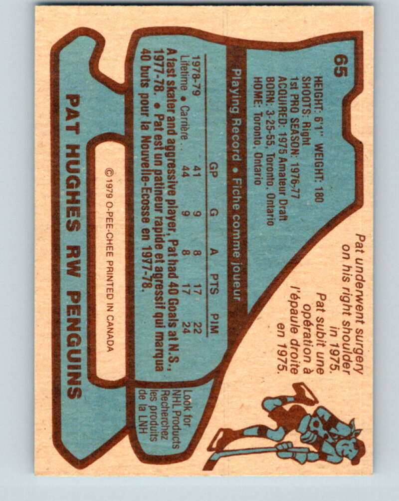 1979-80 O-Pee-Chee #65 Pat Hughes RC Rookie Pittsburgh Penguins V17340