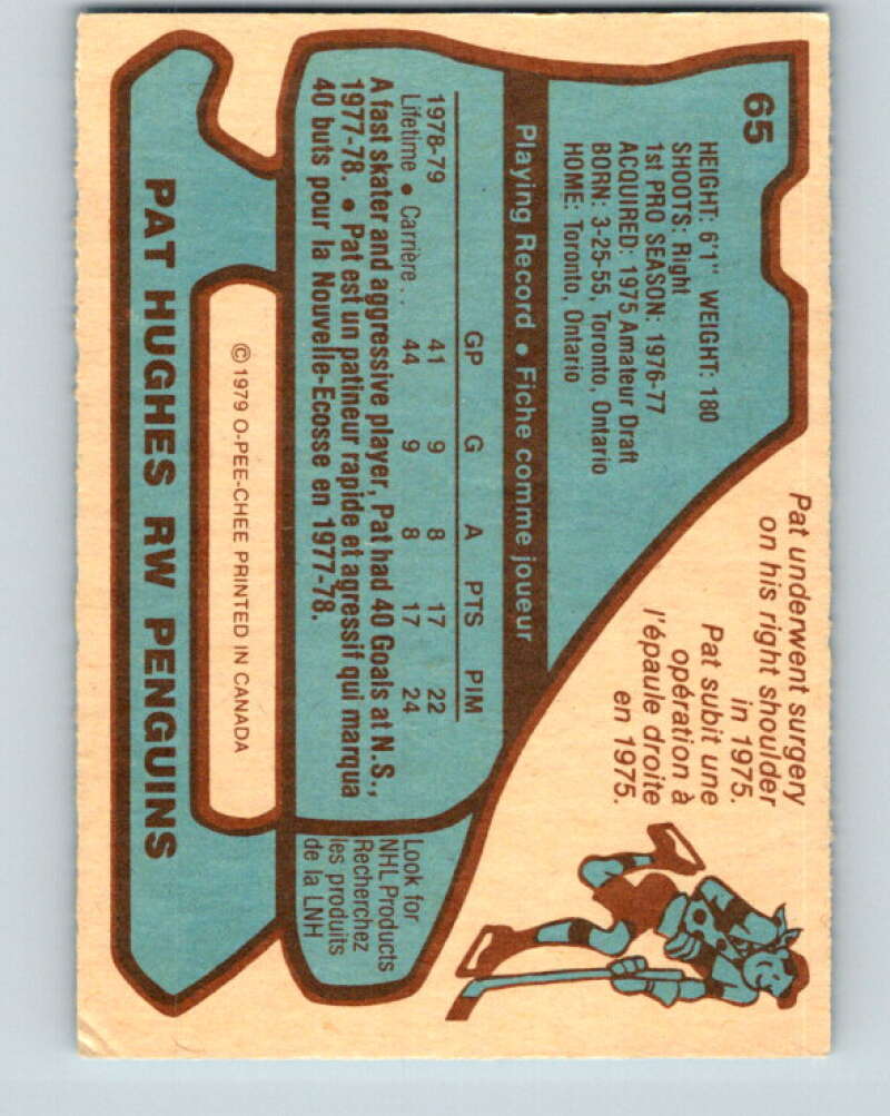 1979-80 O-Pee-Chee #65 Pat Hughes RC Rookie Pittsburgh Penguins V17345