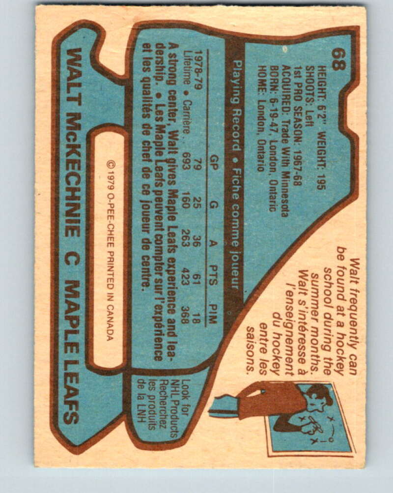 1979-80 O-Pee-Chee #68 Walt McKechnie Toronto Maple Leafs V17368