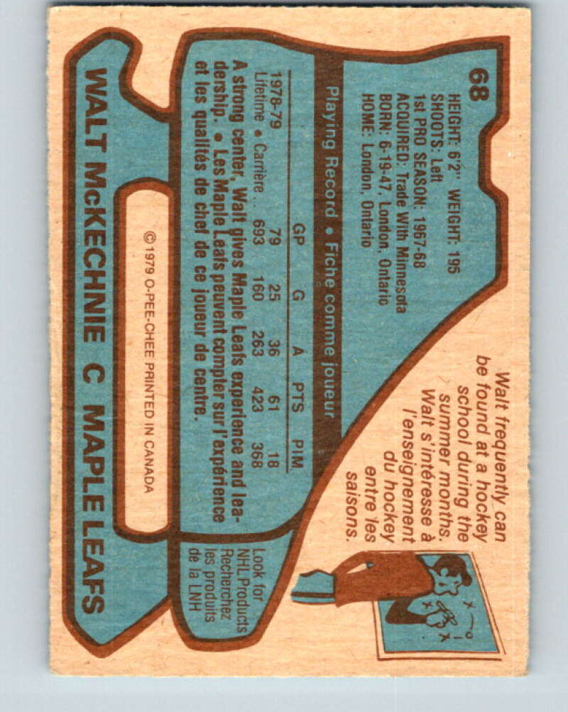 1979-80 O-Pee-Chee #68 Walt McKechnie Toronto Maple Leafs V17369