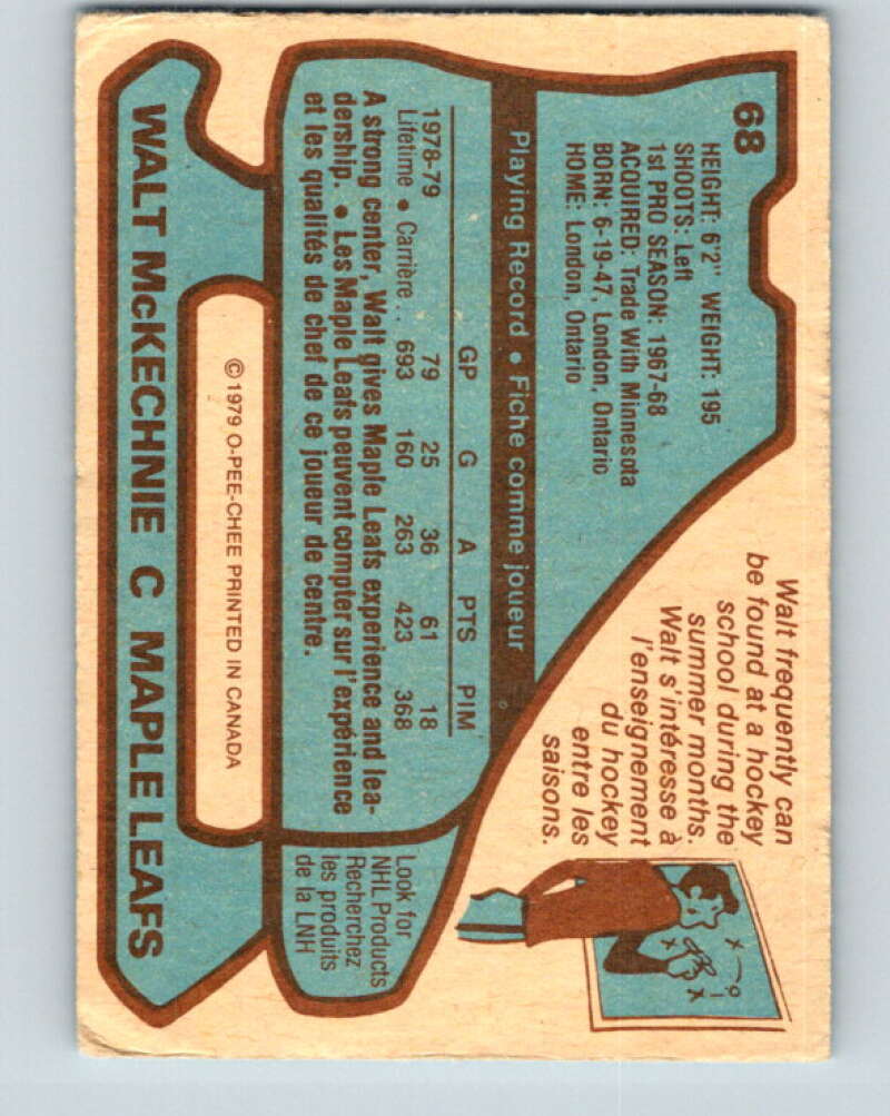 1979-80 O-Pee-Chee #68 Walt McKechnie Toronto Maple Leafs V17370