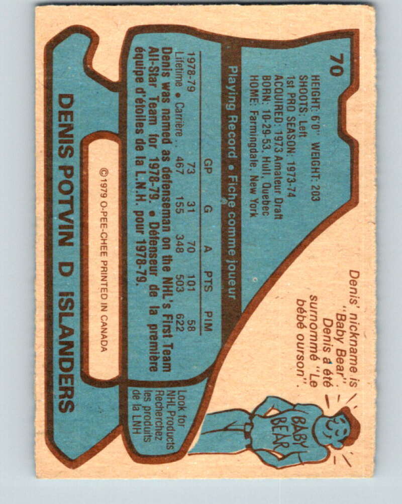 1979-80 O-Pee-Chee #70 Denis Potvin AS New York Islanders V17379