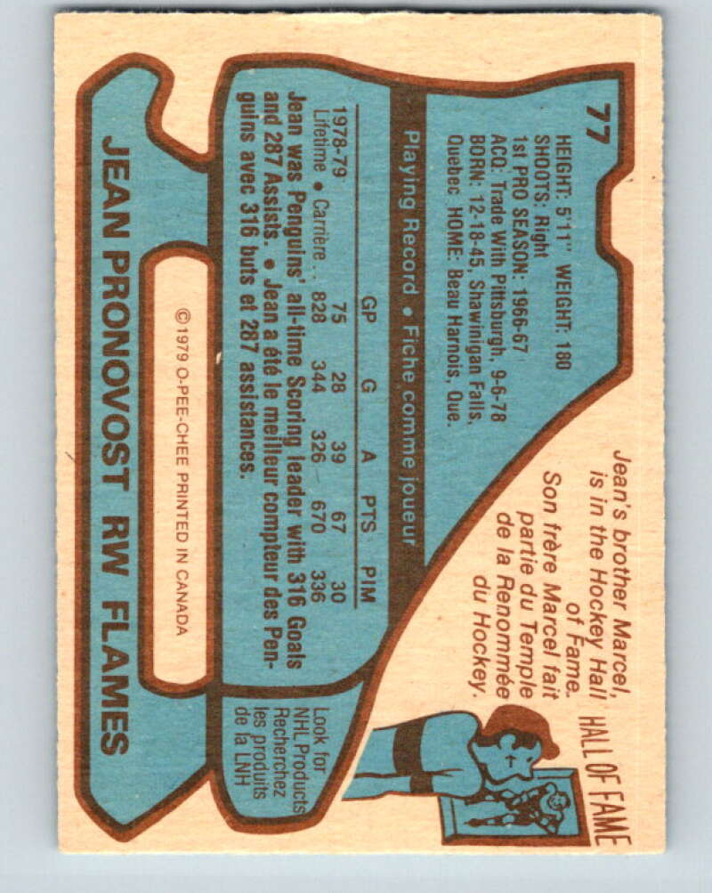1979-80 O-Pee-Chee #77 Jean Pronovost Atlanta Flames V17424