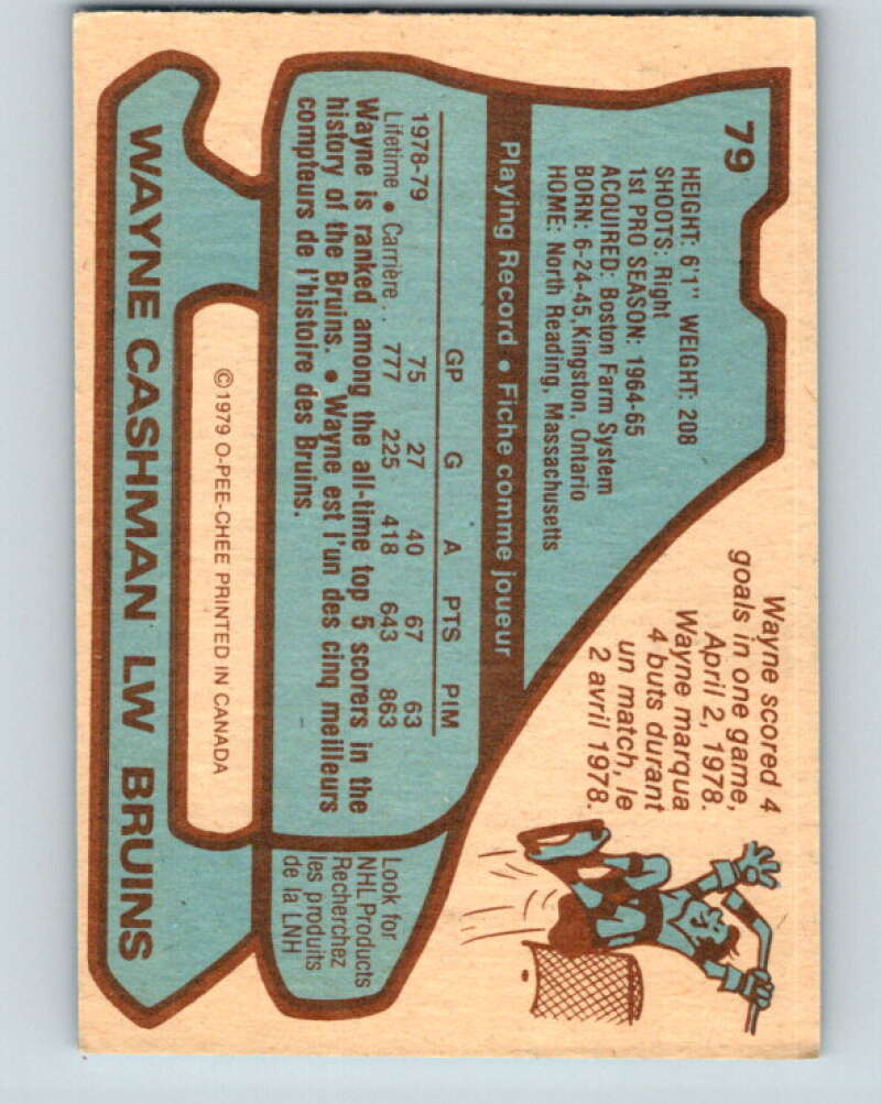 1979-80 O-Pee-Chee #79 Wayne Cashman Boston Bruins V17439