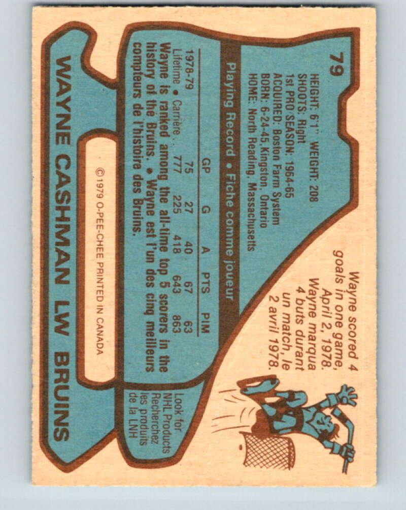1979-80 O-Pee-Chee #79 Wayne Cashman Boston Bruins V17445