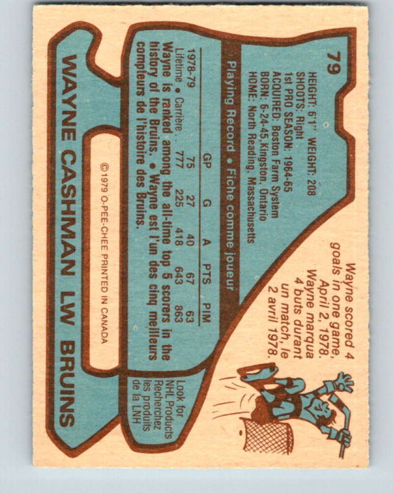 1979-80 O-Pee-Chee #79 Wayne Cashman Boston Bruins V17448