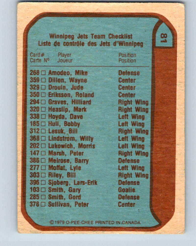 1979-80 O-Pee-Chee #81 Emblem Jets TC Winnipeg Jets V17461
