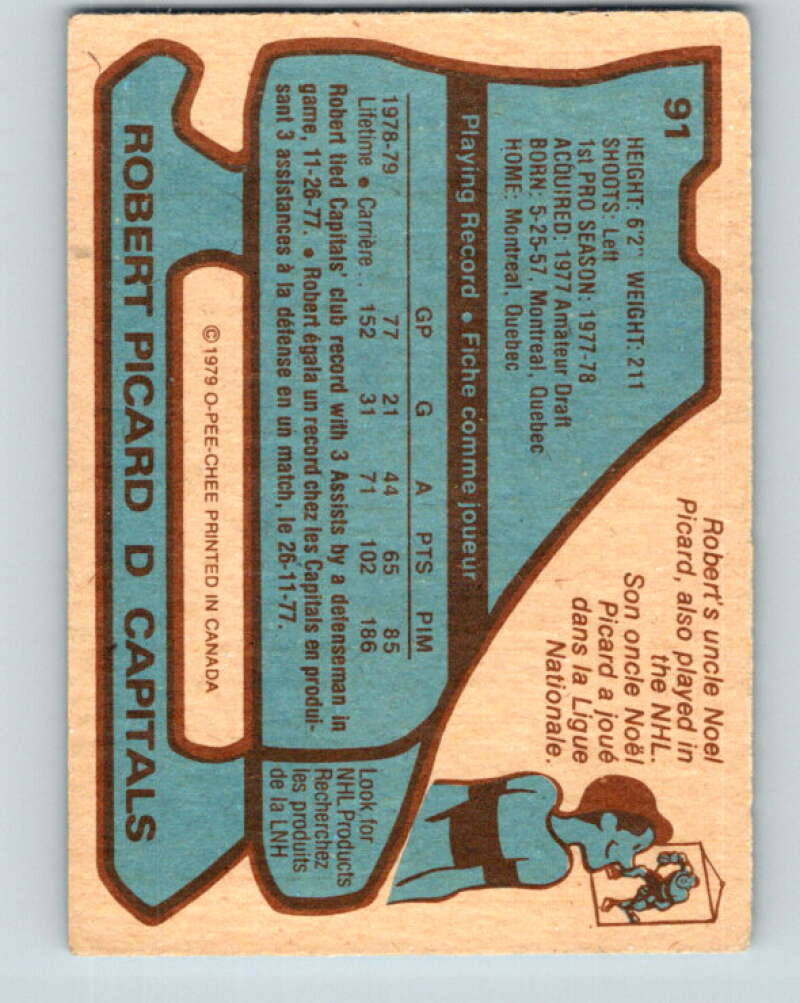 1979-80 O-Pee-Chee #91 Robert Picard Washington Capitals V17536