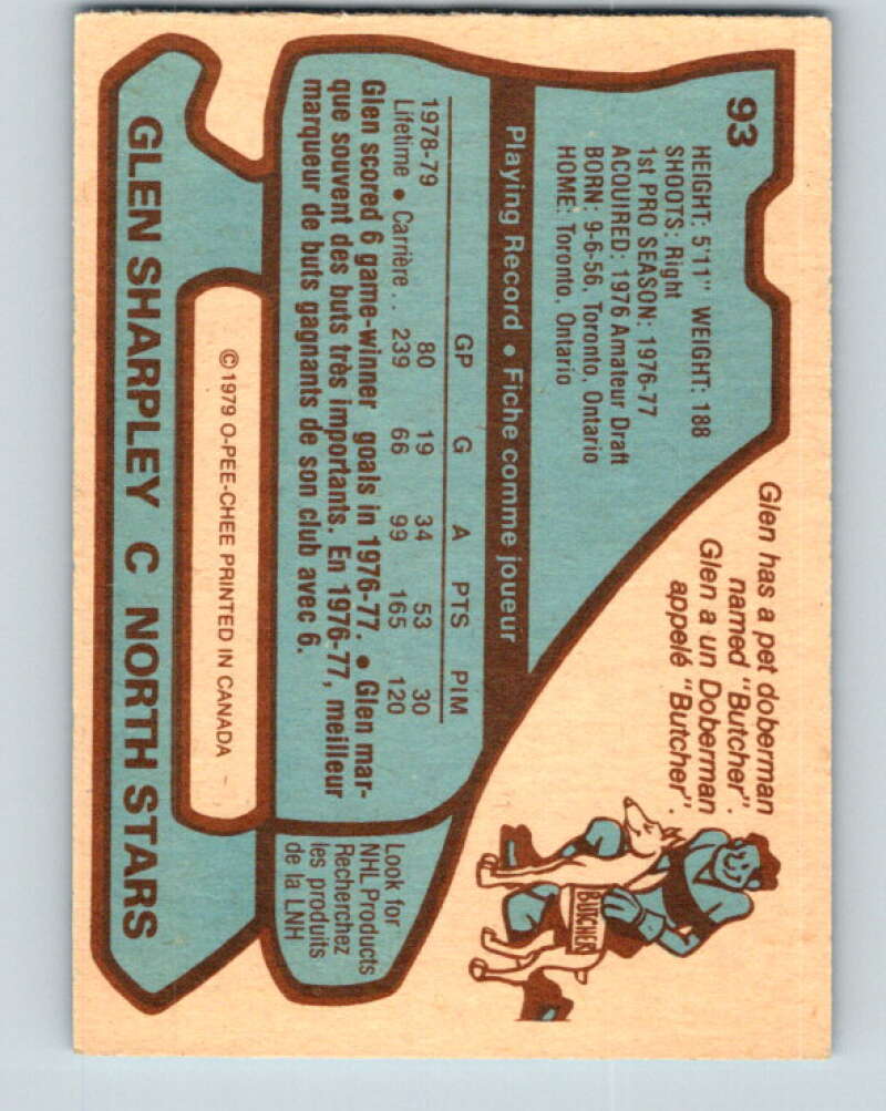 1979-80 O-Pee-Chee #93 Glen Sharpley Minnesota North Stars V17561