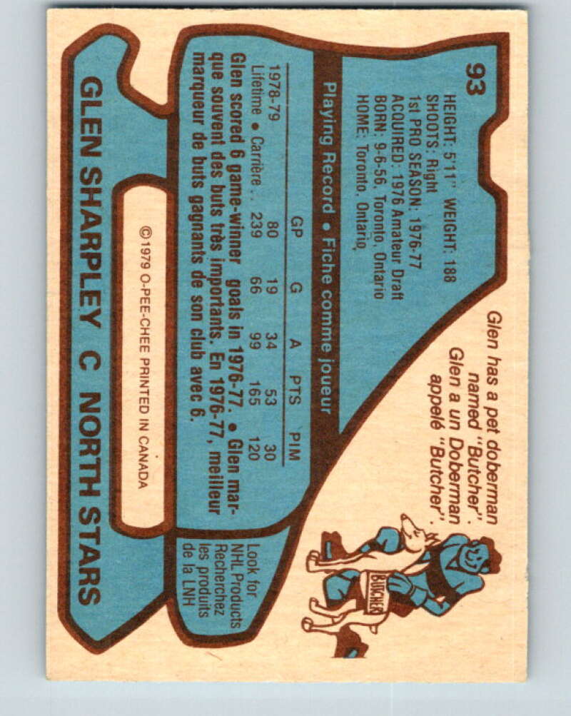 1979-80 O-Pee-Chee #93 Glen Sharpley Minnesota North Stars V17562
