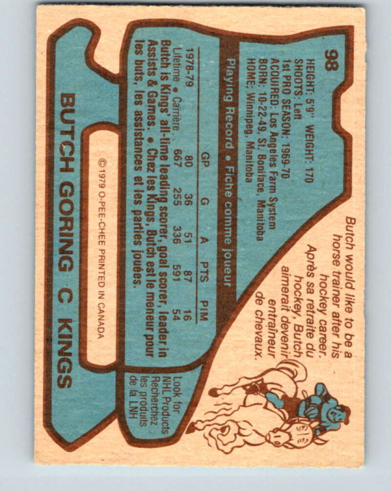 1979-80 O-Pee-Chee #98 Butch Goring Los Angeles Kings V17614