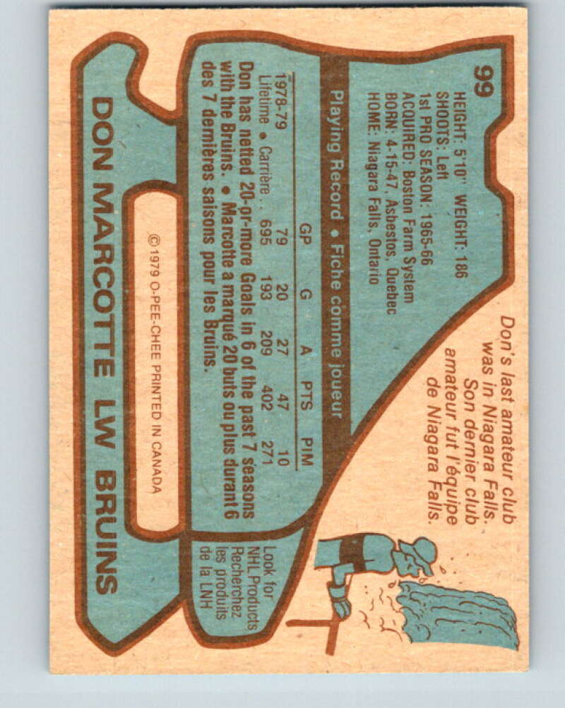 1979-80 O-Pee-Chee #99 Don Marcotte Boston Bruins V17620