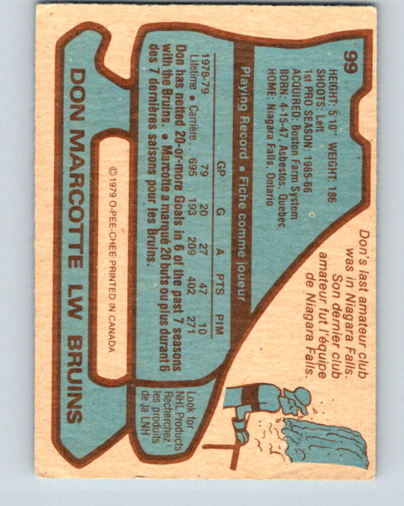 1979-80 O-Pee-Chee #99 Don Marcotte Boston Bruins V17626