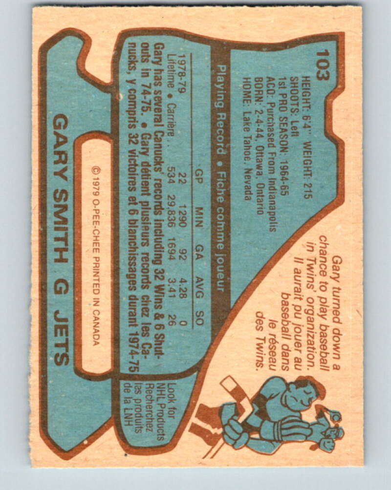 1979-80 O-Pee-Chee #103 Gary Smith Winnipeg Jets V17663