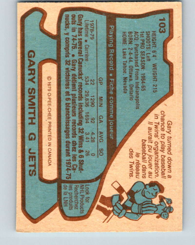 1979-80 O-Pee-Chee #103 Gary Smith Winnipeg Jets V17667