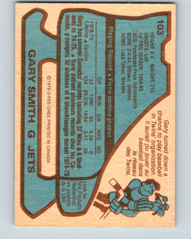 1979-80 O-Pee-Chee #103 Gary Smith Winnipeg Jets V17668