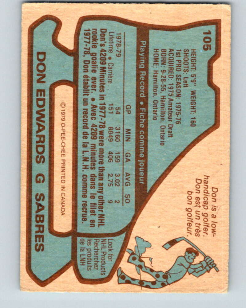 1979-80 O-Pee-Chee #105 Don Edwards Buffalo Sabres V17690