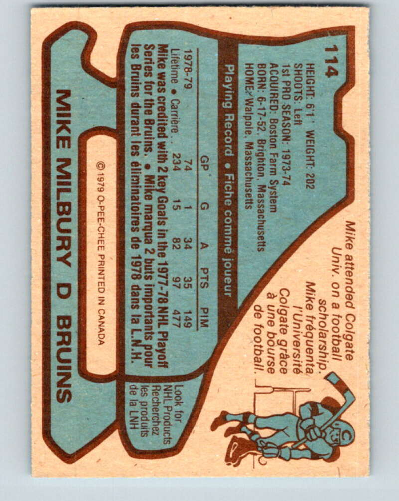 1979-80 O-Pee-Chee #114 Mike Milbury Boston Bruins V17764